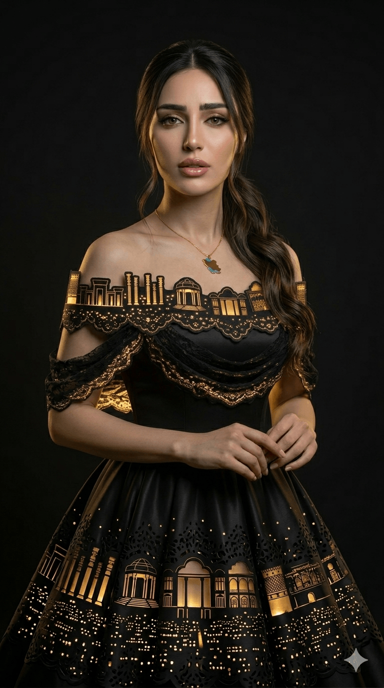 Tehran, by night Māh online couture look